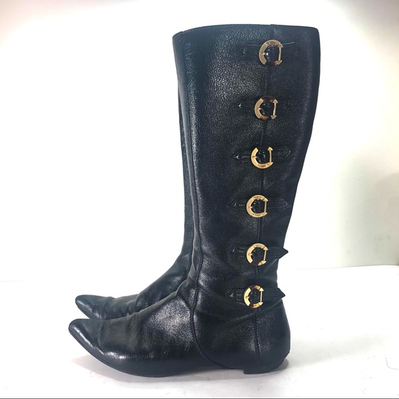 Oscar de la Renta Shoes - oscar de la renta calf high black leather boots 39